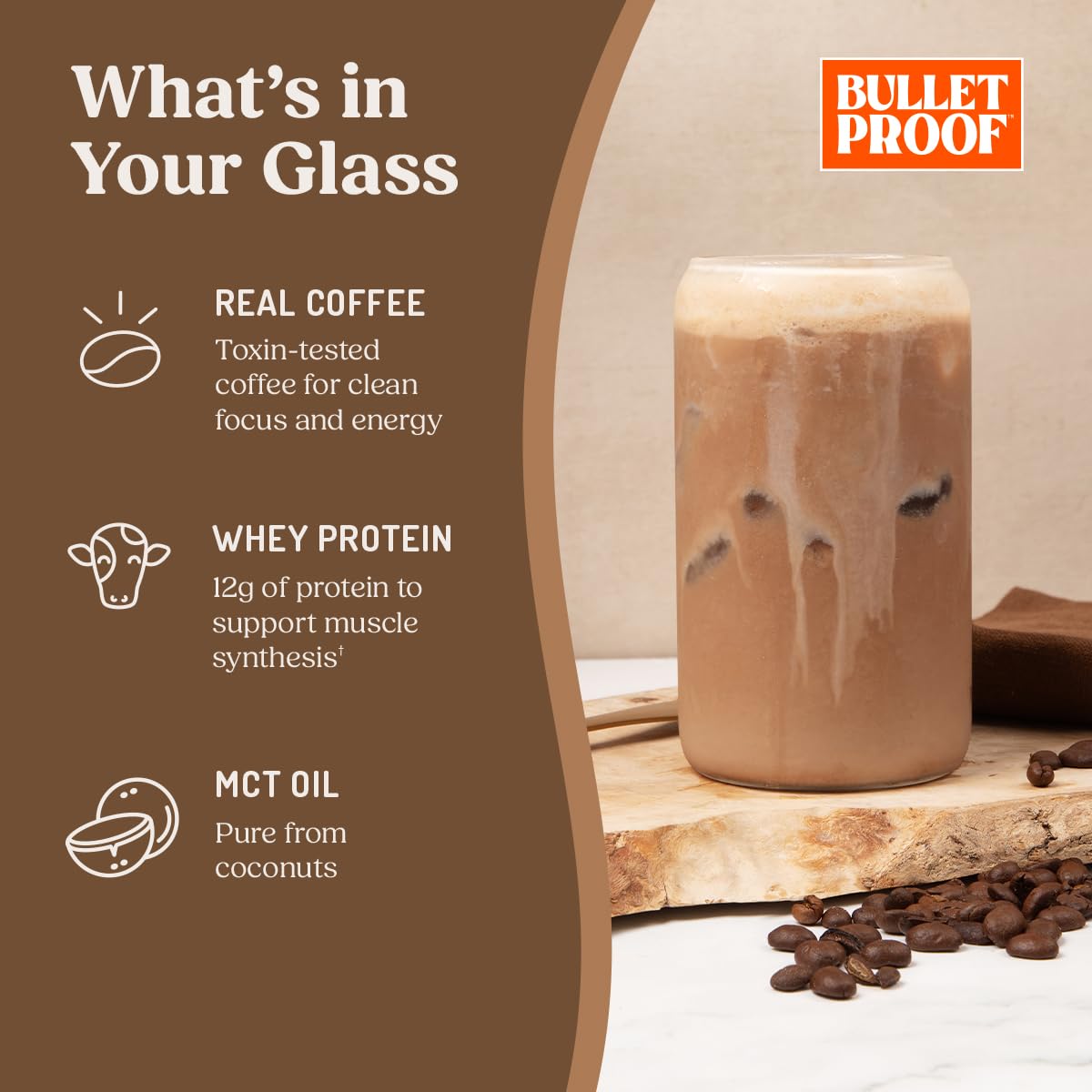 Bulletproof Iced Protein Coffee — Original, 14 Servings | 12g Whey + MCT Oil, 170mg Caffeine
