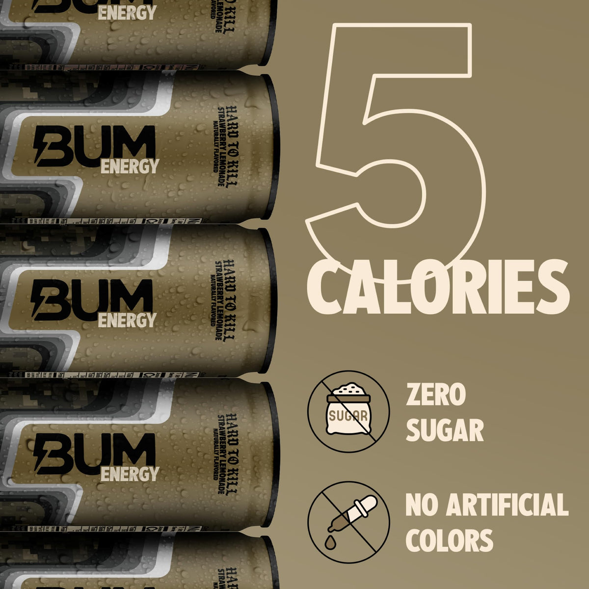 Bum Energy Sugar-Free Strawberry Lemonade – Natural Caffeine & Cognizin, Zero Artificial Colors, 12 oz (12-Pack)