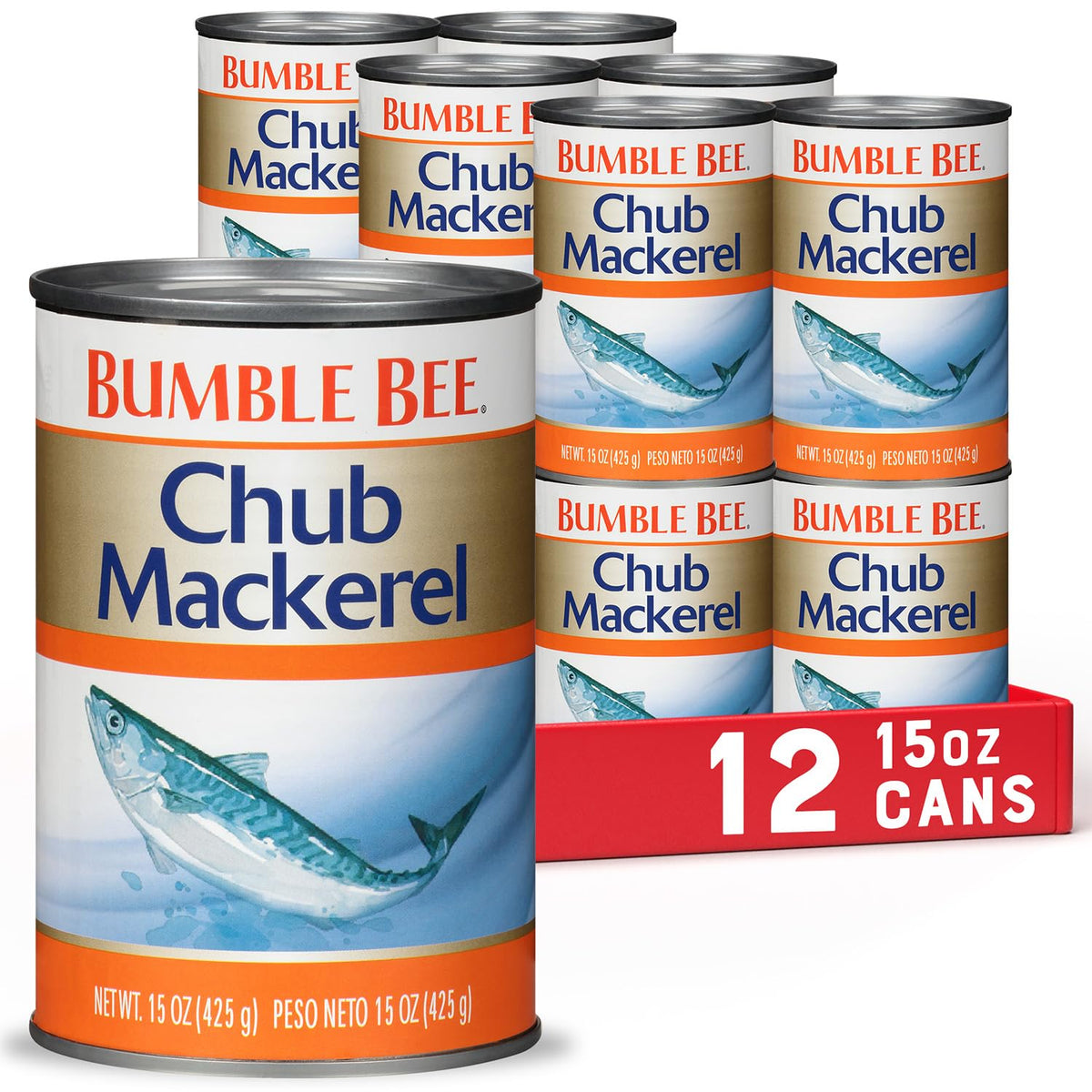 Bumble Bee Chub Mackerel, 15 oz Can – Pack of 12, High-Protein Gluten-Free Canned Mackerel