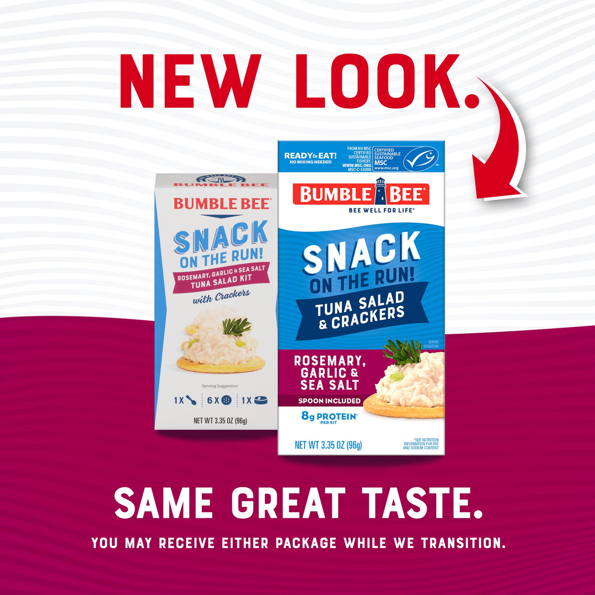 Bumble Bee Snack On The Run! Protein Pack – Rosemary Garlic Sea Salt Tuna Salad with Crackers Kit, Wild Caught MSC Tuna (Pack of 12)