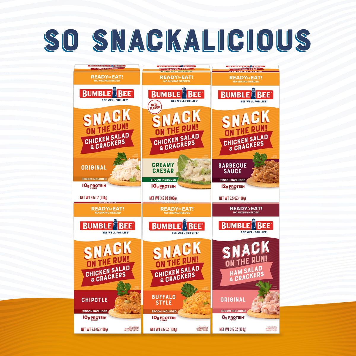 Bumble Bee Snack On The Run! Creamy Caesar Chicken Salad with Crackers – 10g Protein per Box (12 Pack)