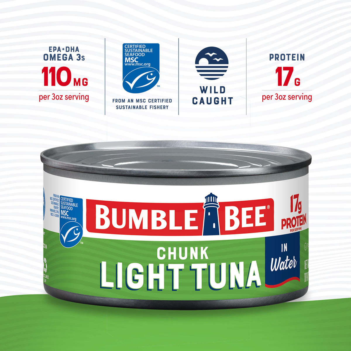 Bumble Bee Chunk Light Tuna in Water – 12 oz Cans (Pack of 12) | Wild-Caught Skipjack, 17g Protein, MSC Certified