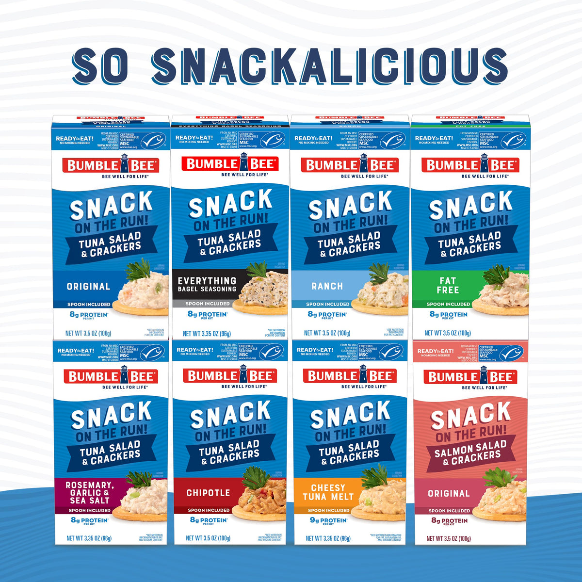 Bumble Bee Snack On The Run! Protein Pack – Rosemary Garlic Sea Salt Tuna Salad with Crackers Kit, Wild Caught MSC Tuna (Pack of 12)