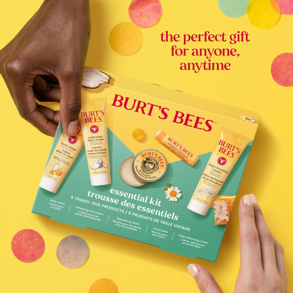Burt's Bees Essentials Kit Gift Set, 5 Travel Size Products