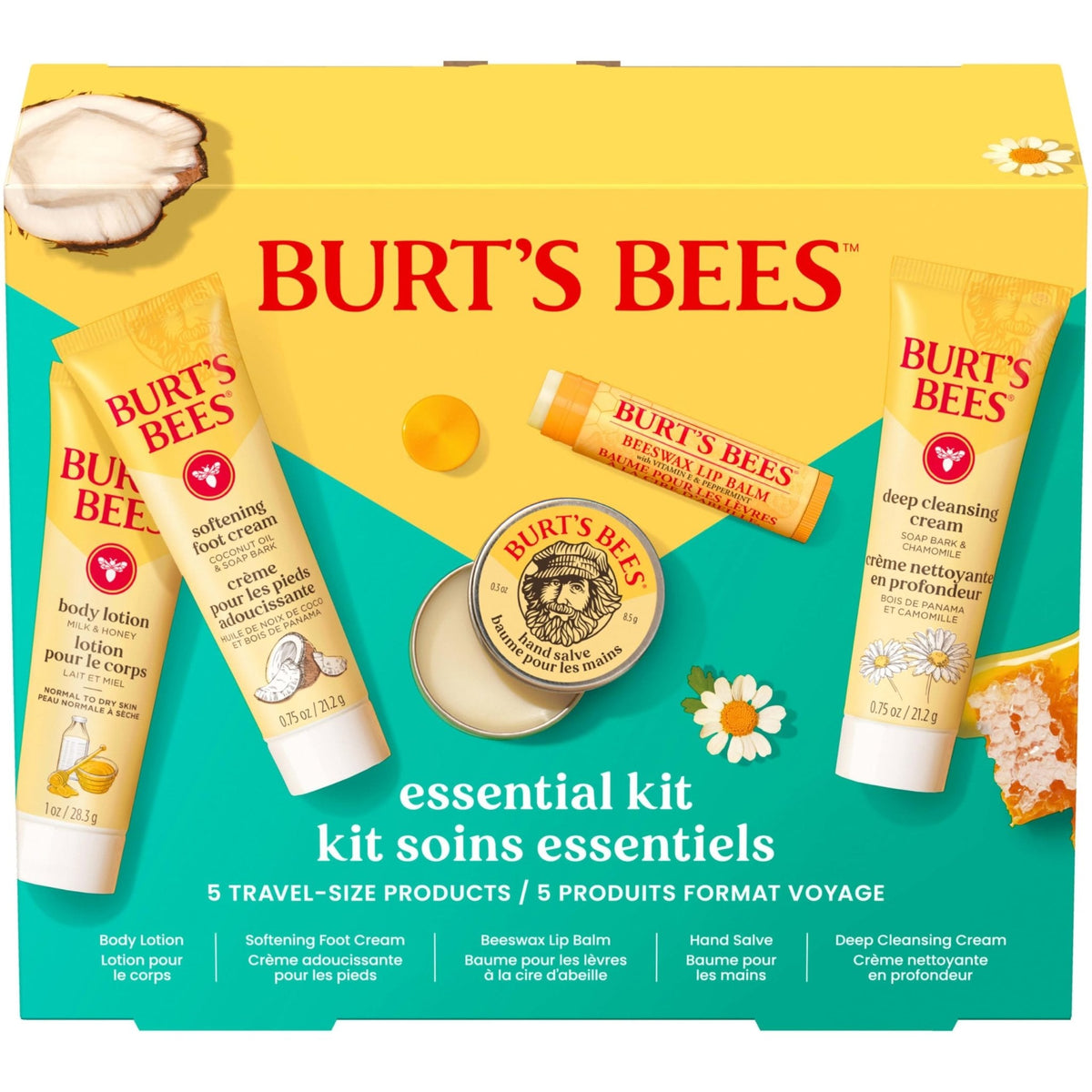 Burt's Bees Essentials Kit Gift Set, 5 Travel Size Products