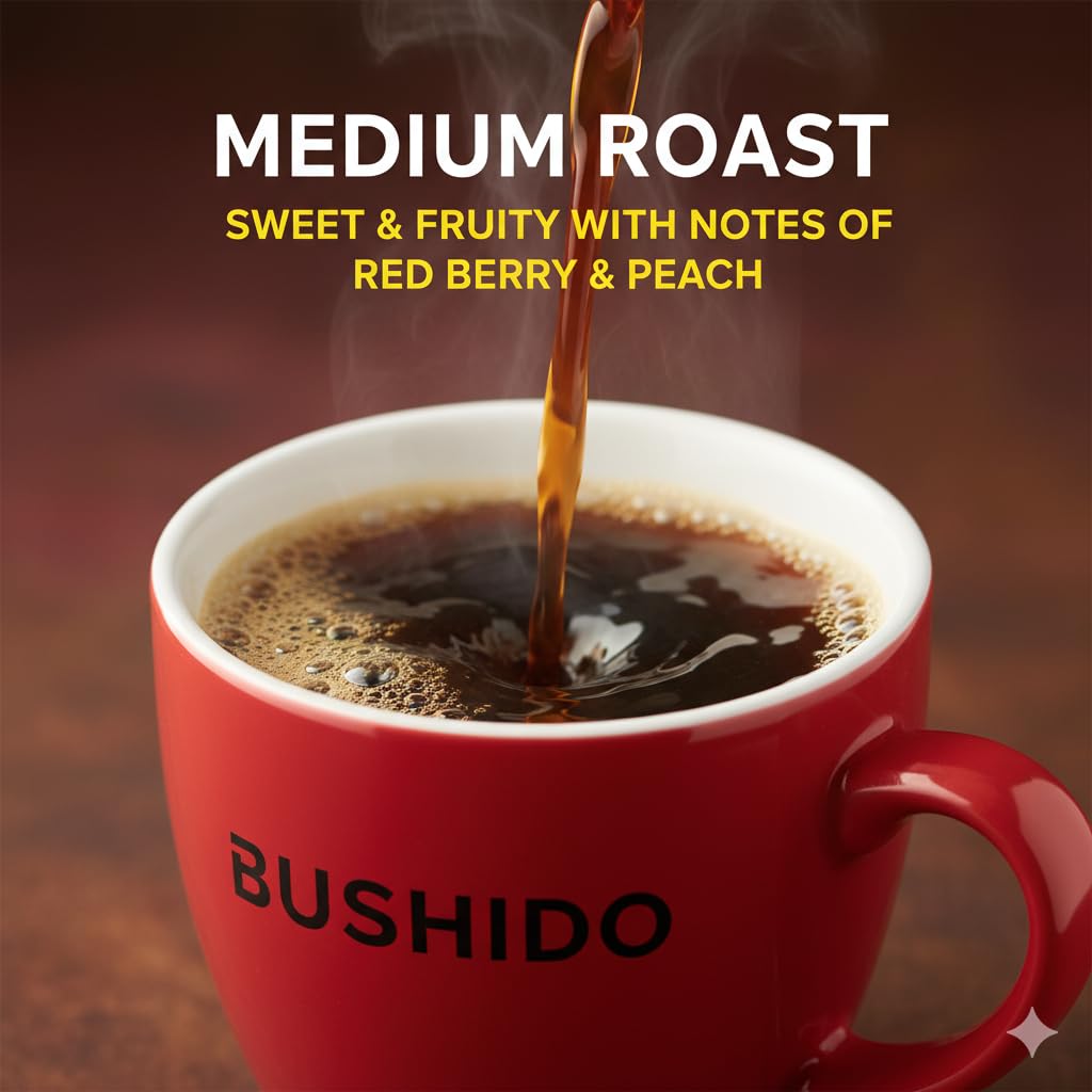 BUSHIDO Red Katana Premium Whole Bean Coffee 2.2 lb | 100% Arabica, Medium Roast, Imported from the Netherlands