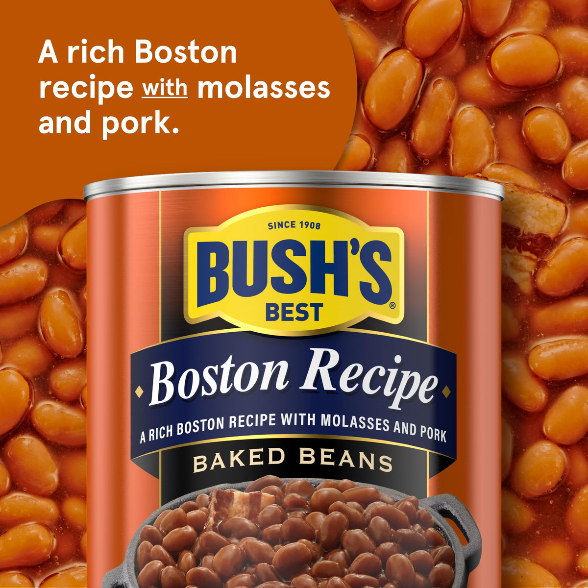 Bush's Best Boston Baked Beans – 16 oz Cans, Gluten Free, Low Fat (12-Pack)