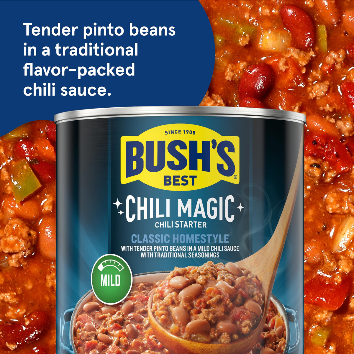 Bush's Best Chili Magic Starter Beans – 12 Cans, Gluten Free, 15.5 oz