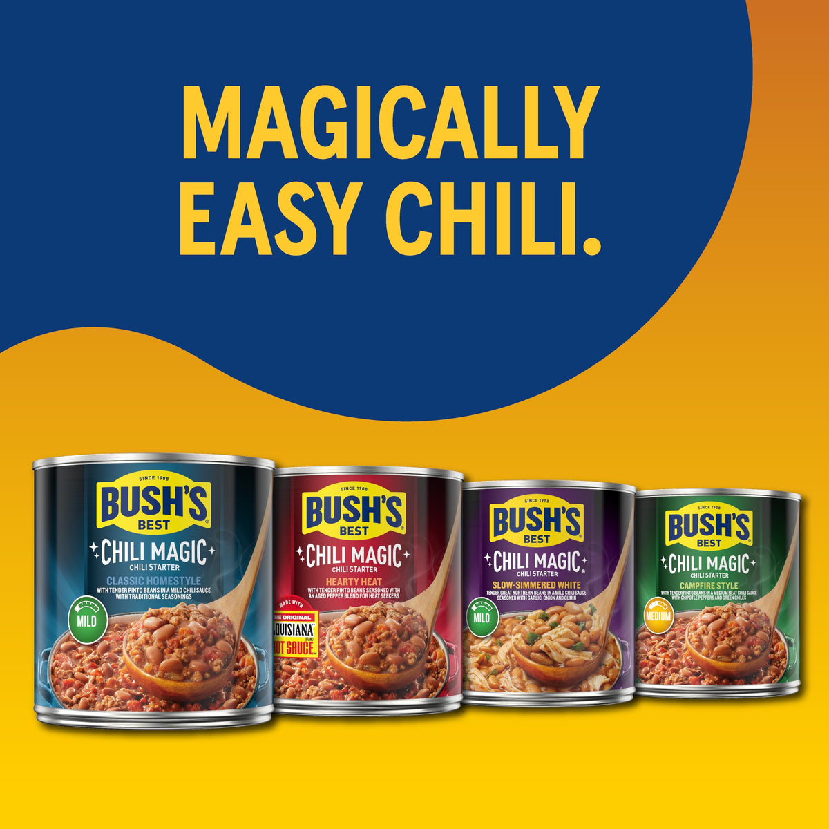 Bush's Best Chili Magic Starter Beans – 12 Cans, Gluten Free, 15.5 oz