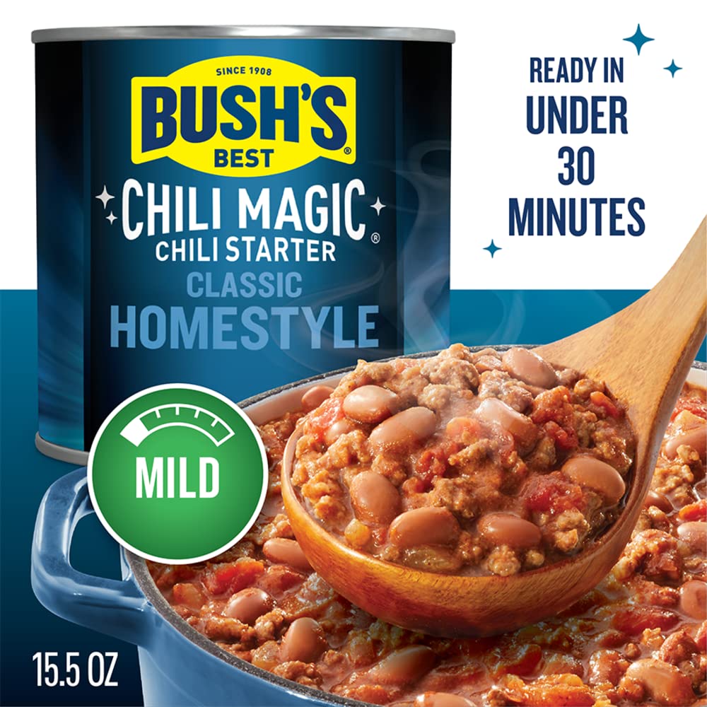 Bush's Best Chili Magic Starter Beans – 12 Cans, Gluten Free, 15.5 oz