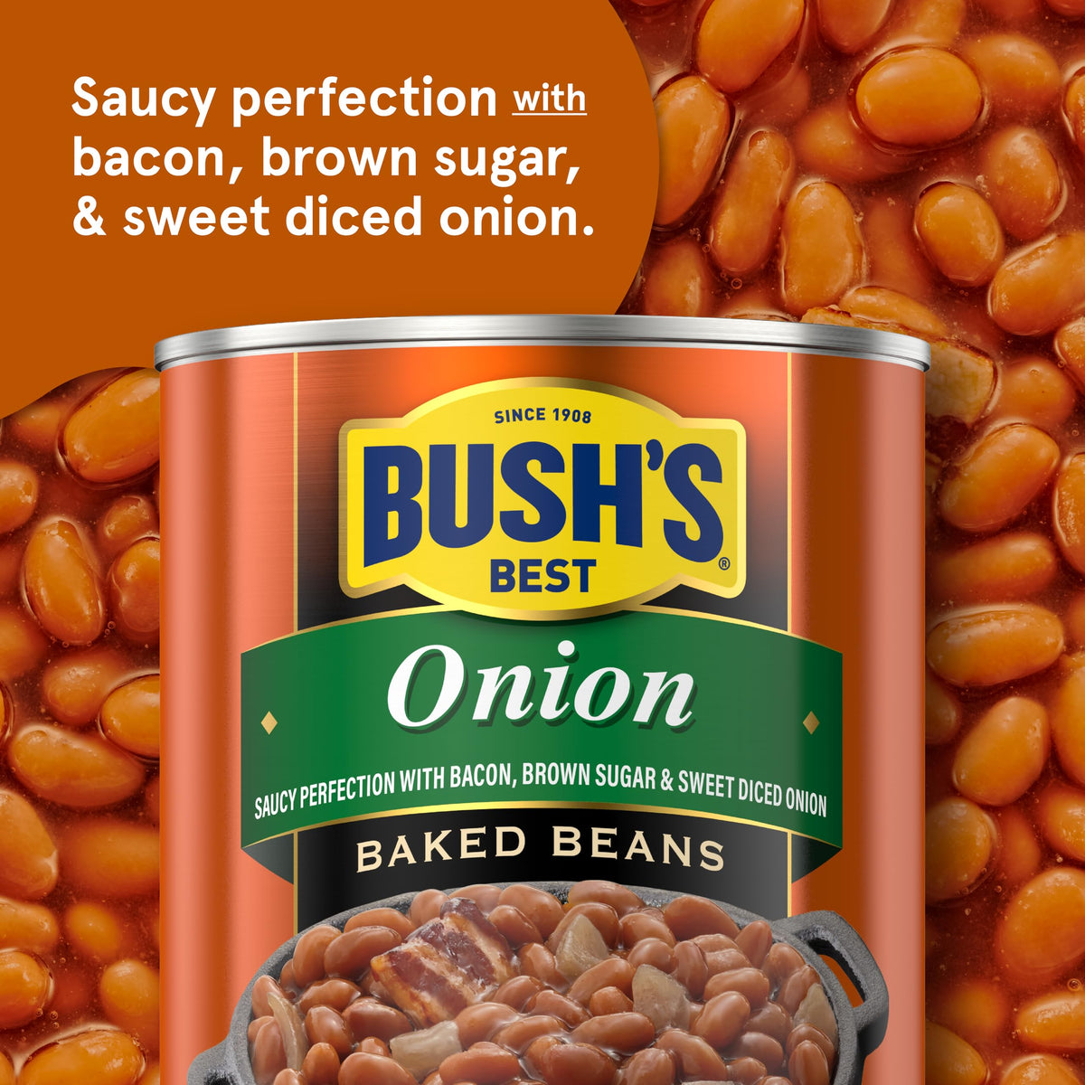 Bush's Best Onion Baked Beans – 16 oz Cans (Pack of 12) | Gluten Free, Dairy Free, Protein & Fiber