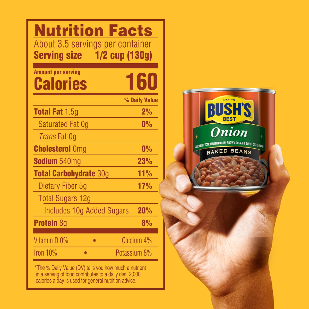 Bush's Best Onion Baked Beans – 16 oz Cans (Pack of 12) | Gluten Free, Dairy Free, Protein & Fiber