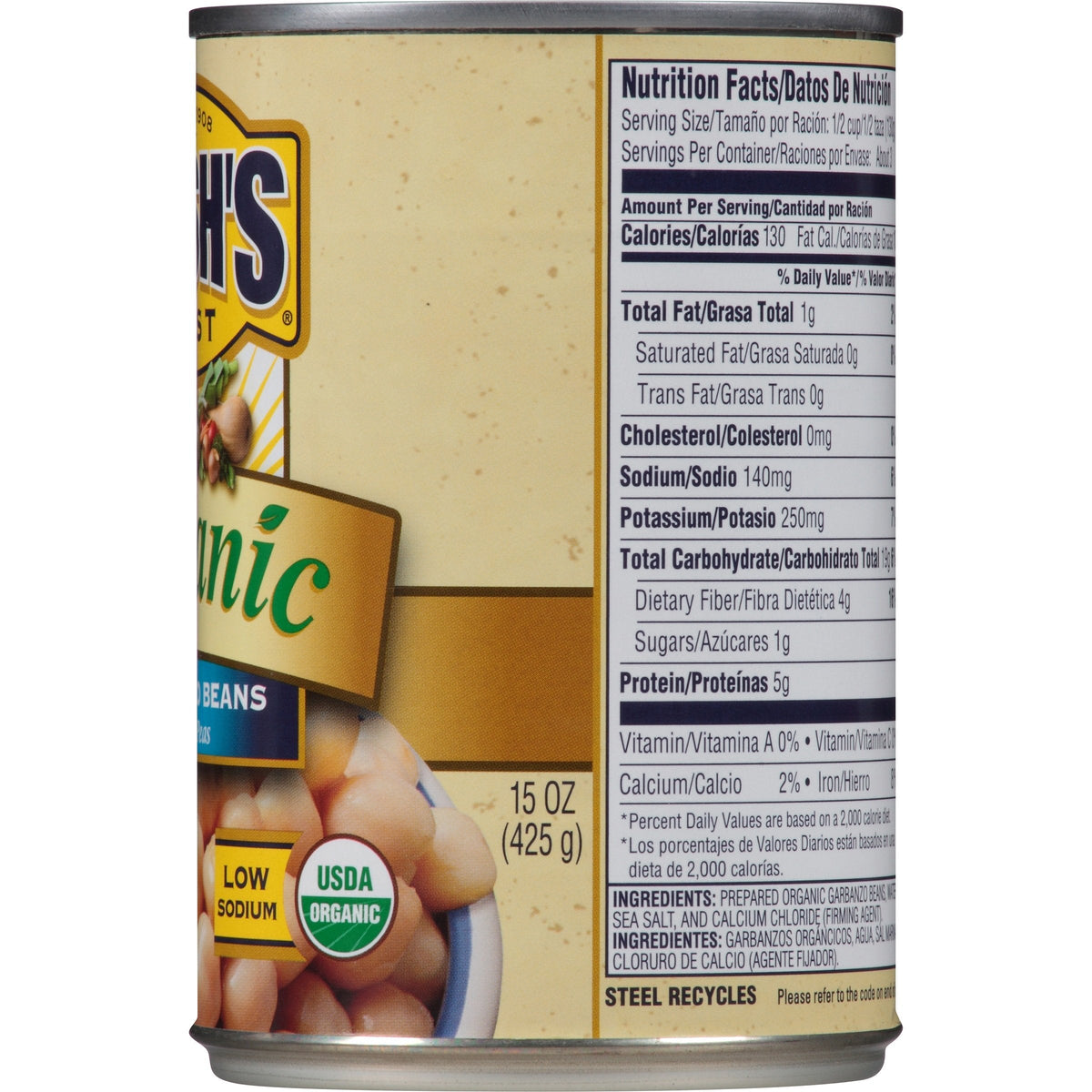 Bush's Best Organic Garbanzo Beans – 15 oz Cans, Gluten Free, Low Sodium, Plant-Based Protein (Pack of 12)