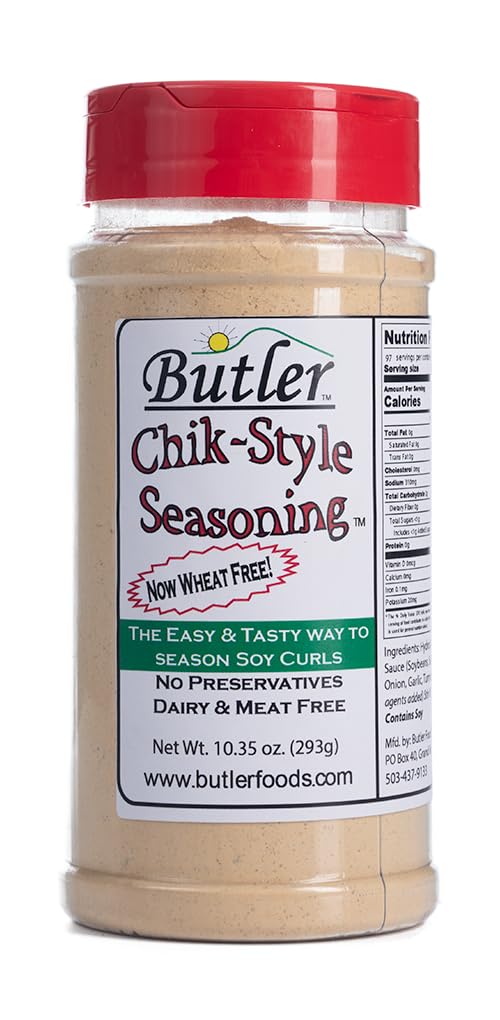 Butler Soy Curls 6 Pack – 6x8 oz Bags + 10.35 oz Chik-Style Seasoning
