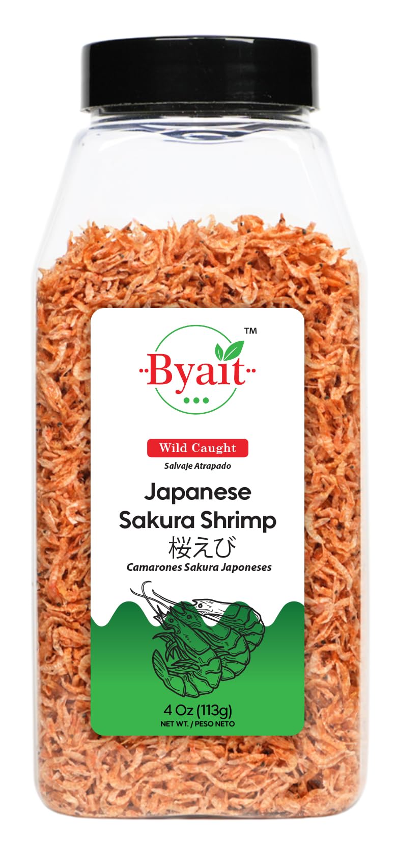 Byait Dried Japanese Sakura Shrimp 4 oz - Wild-Caught, Non-GMO, Gluten-Free