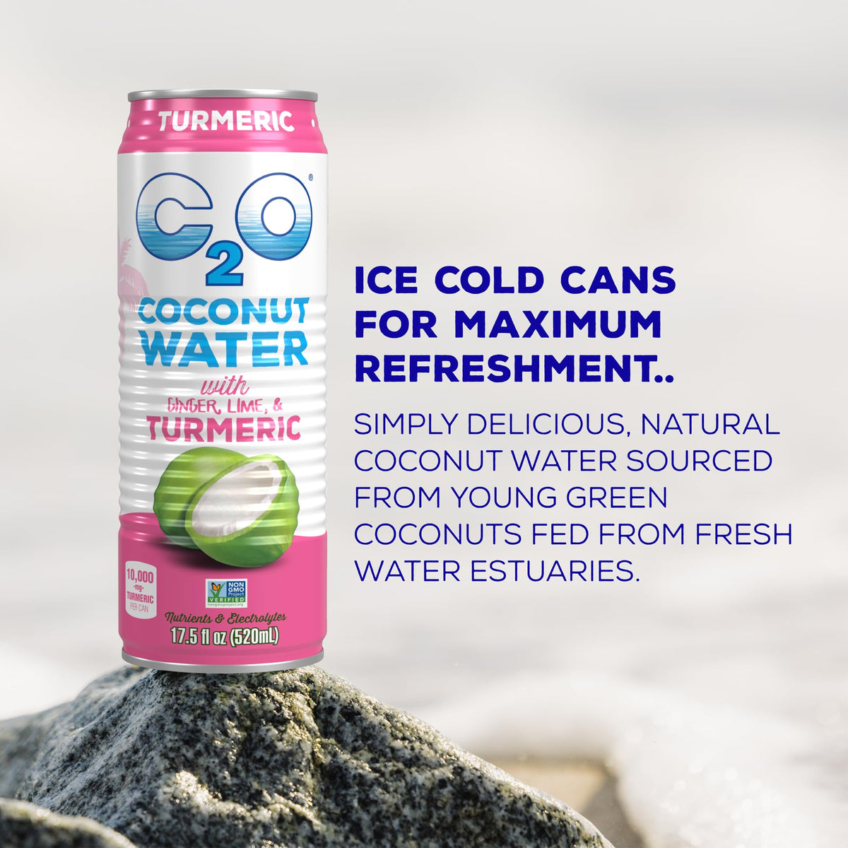 C2O Coconut Water with Ginger, Lime & Turmeric (12 Pack)