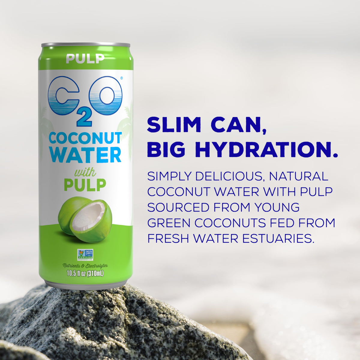 C2O Coconut Water with Pulp – Original Flavor, 15 Can Pack | Fresh Coconut Water, Natural Hydration
