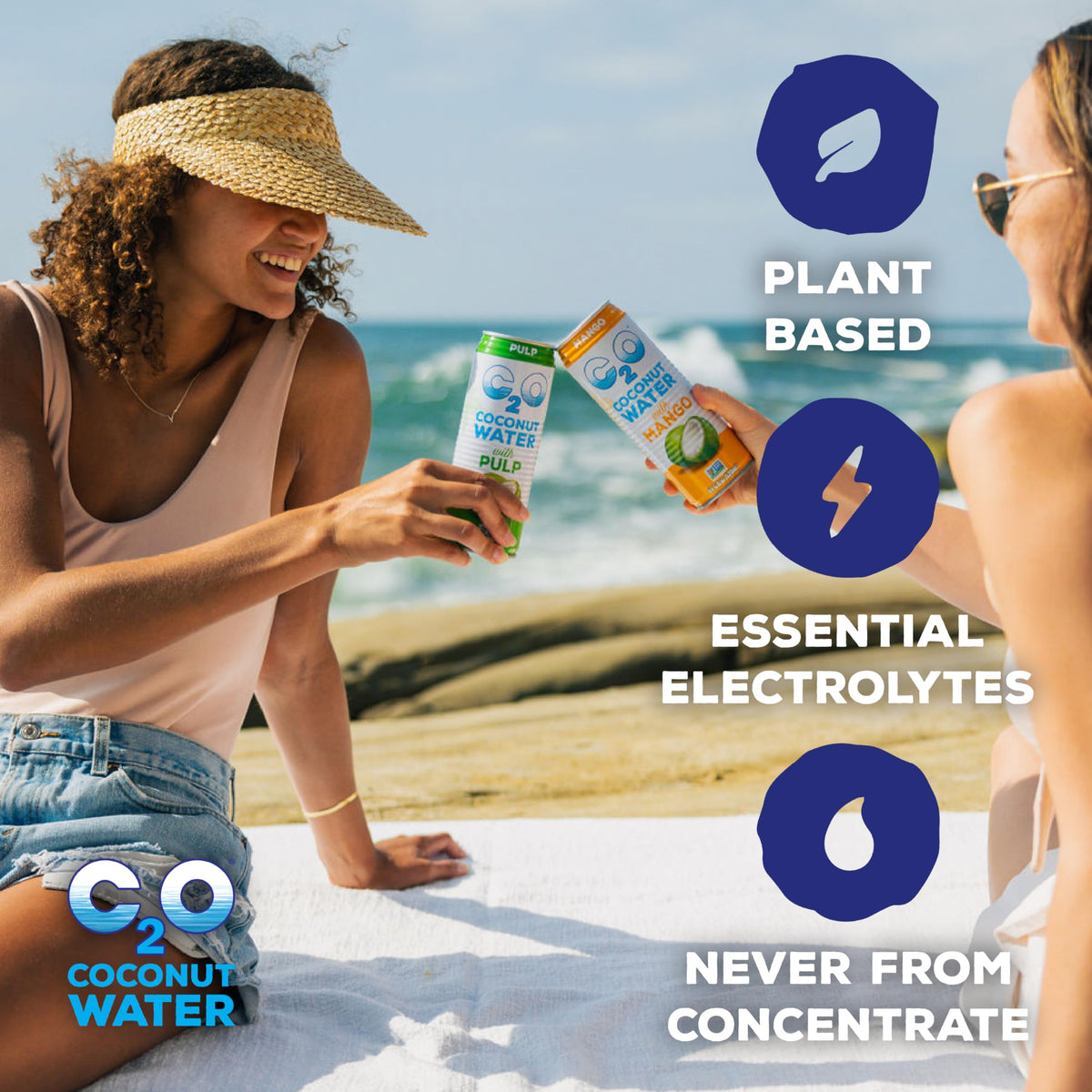 C2O Coconut Water with Pulp – Original Flavor, 15 Can Pack | Fresh Coconut Water, Natural Hydration