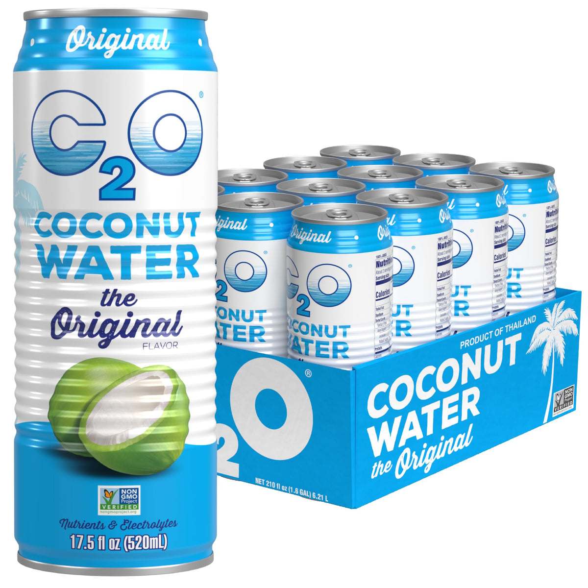 C2O Original Coconut Water – 17.5 Fl Oz (Pack of 12) | Fresh Hydration