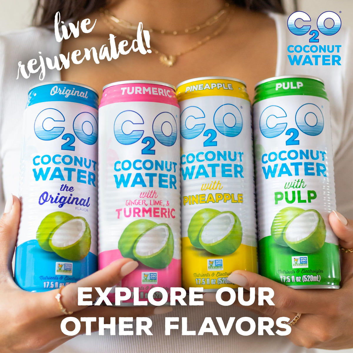 C2O Coconut Water with Pineapple – 12 Pack (17.5 oz Cans) | Fresh Coconut Water, Plant-Based Hydration