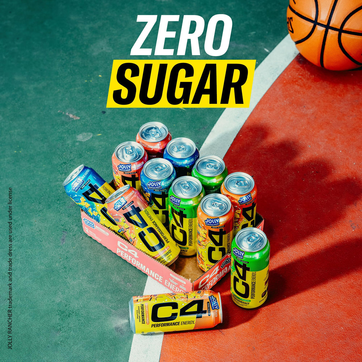 C4 Performance Energy Drink x JOLLY RANCHER Blue Raspberry – Zero Sugar, 200mg Caffeine, 16 oz (12 Pack)