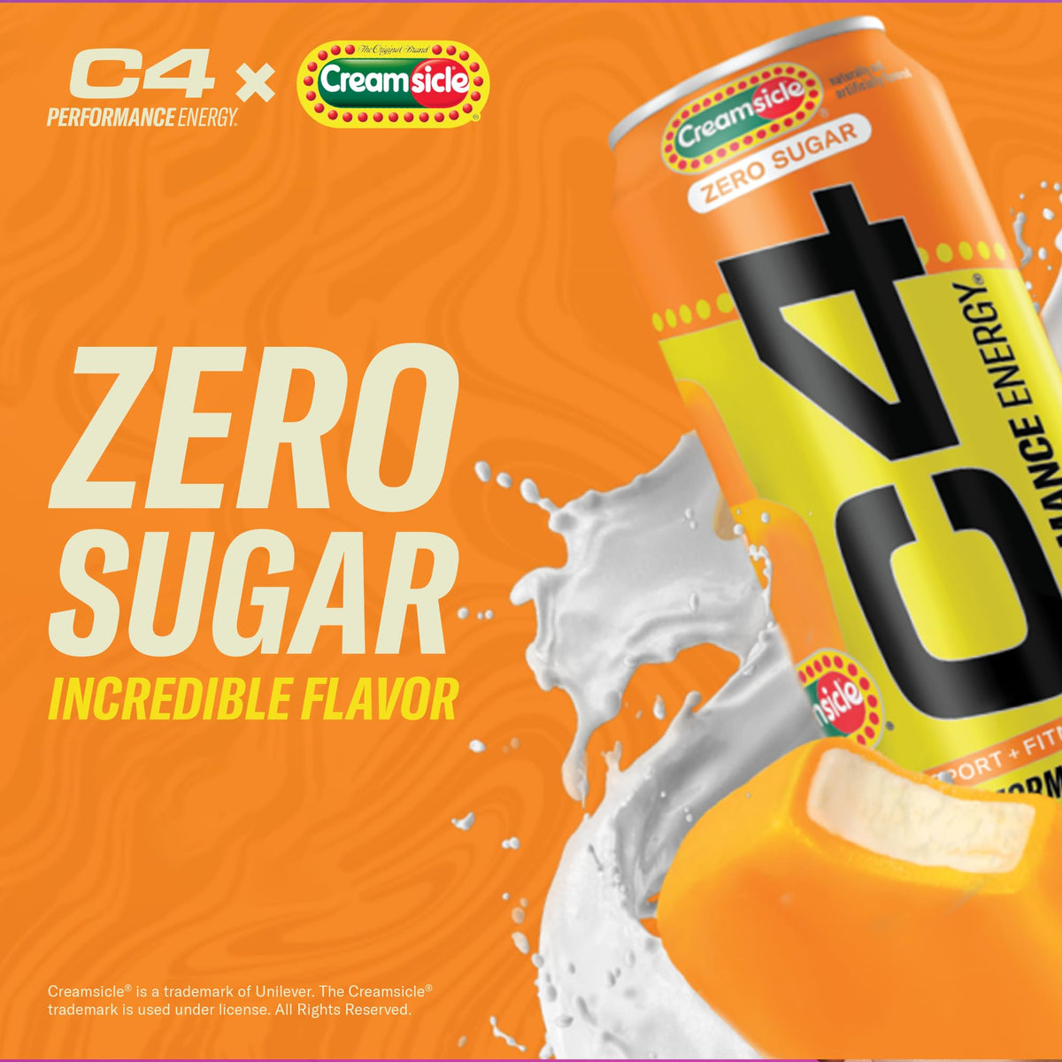 C4 Performance Energy Drink Orange Creamsicle — Zero Sugar Preworkout, 200mg Caffeine, 16 oz (12 Pack)