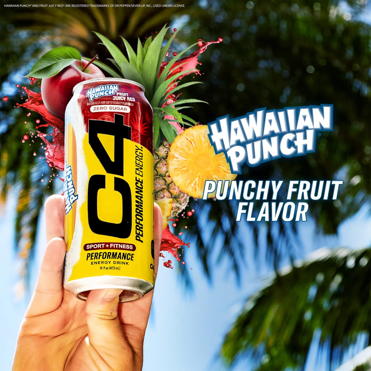 C4 Energy Drink Hawaiian Punch Fruit Juicy Red – Sugar-Free Pre-Workout, 16oz x12
