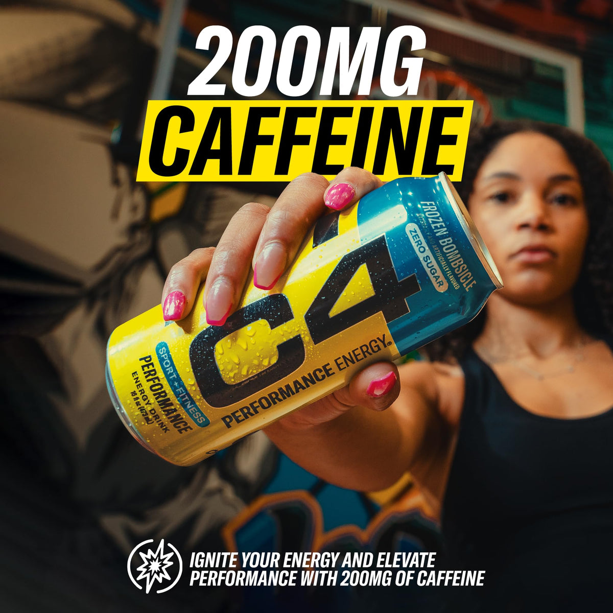 C4 Energy Carbonated Zero Sugar Sour Gummy Splash – 16oz Can (Pack of 12) | Pre-Workout with Beta-Alanine