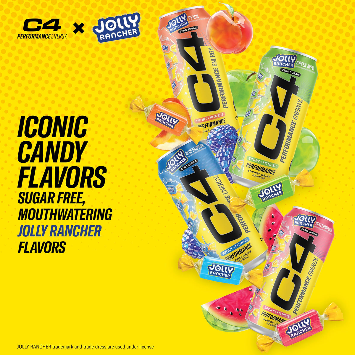 C4 Performance Energy Drink Jolly Rancher Variety Pack — Zero Sugar, 200mg Caffeine