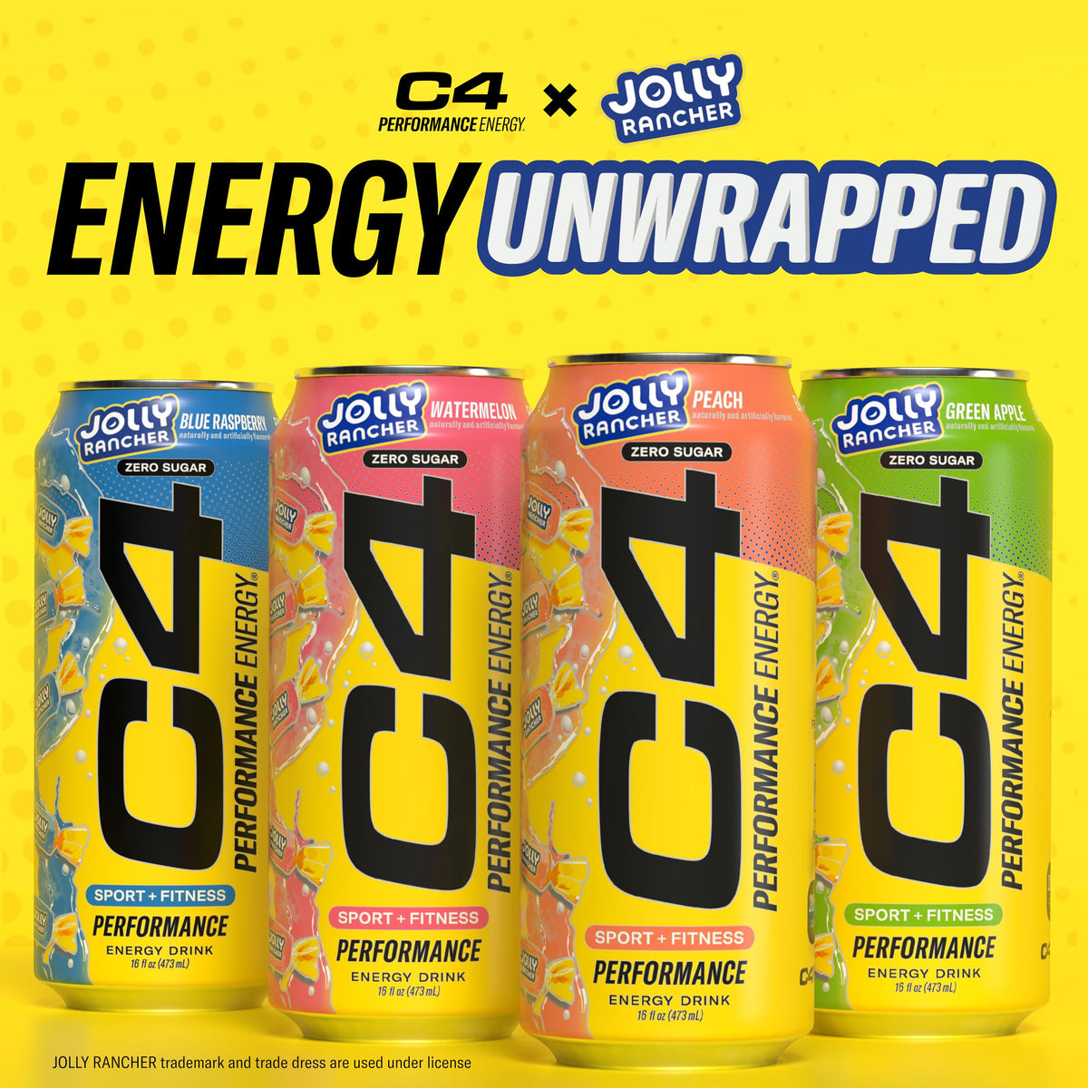 C4 Performance Energy Drink Jolly Rancher Variety Pack — Zero Sugar, 200mg Caffeine