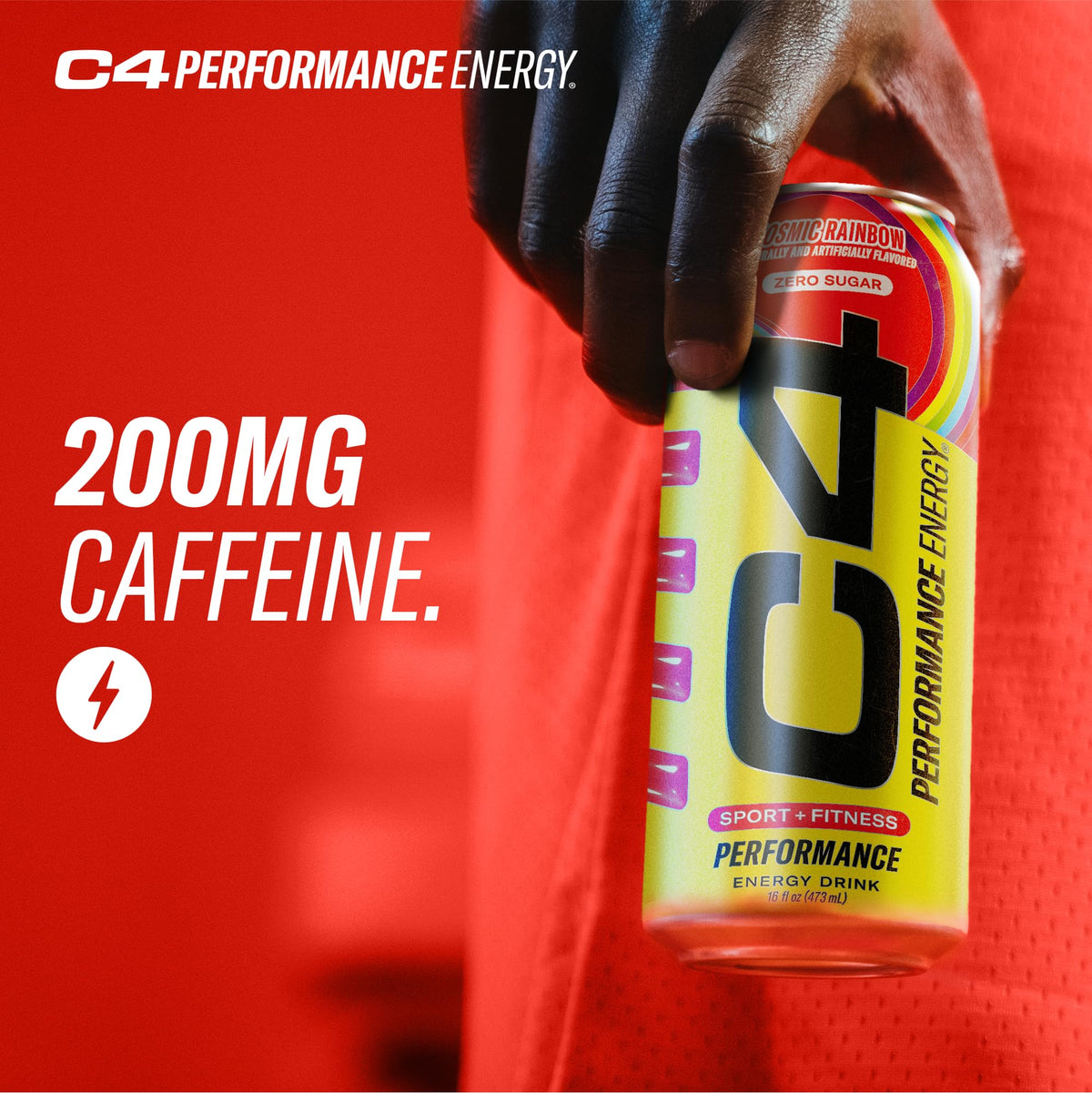 C4 Performance Energy Cosmic Rainbow – Zero Sugar Preworkout, 200mg Caffeine, 16 oz (12 Pack)