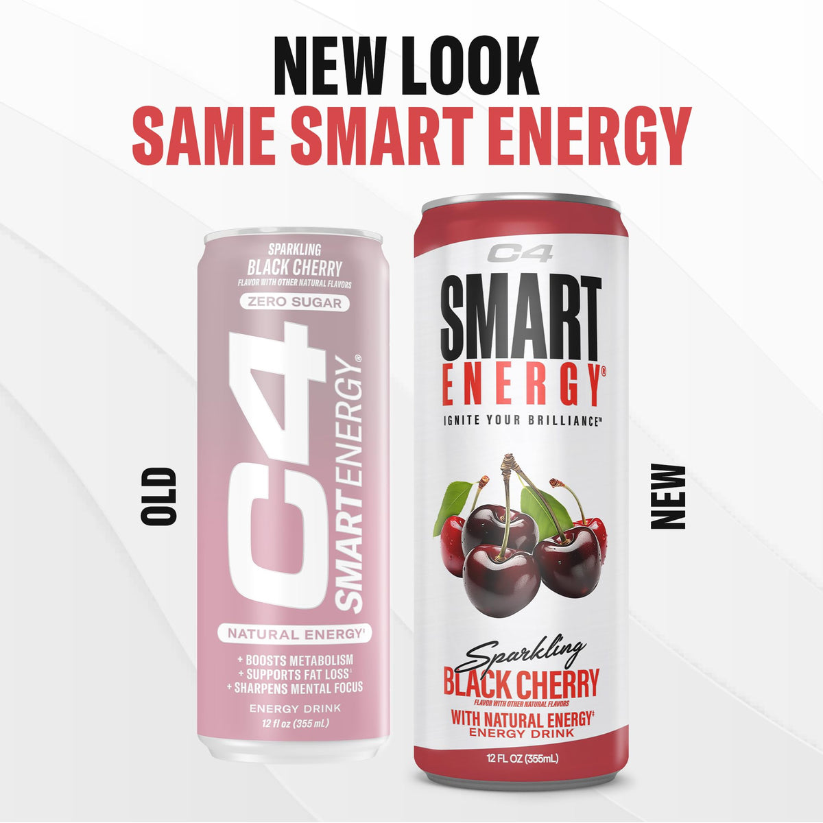 C4 Smart Energy Drink – Black Cherry (12-Pack) | 200mg Caffeine, Zero Sugar