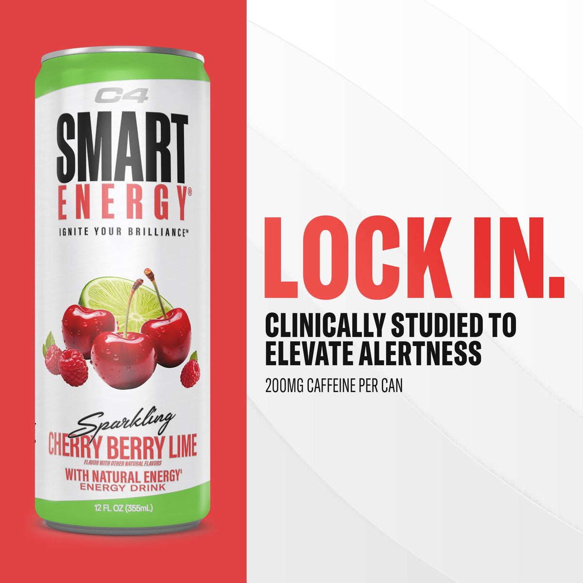 C4 Smart Energy Drink – Sugar Free Cherry Berry Lime, 12 Pack