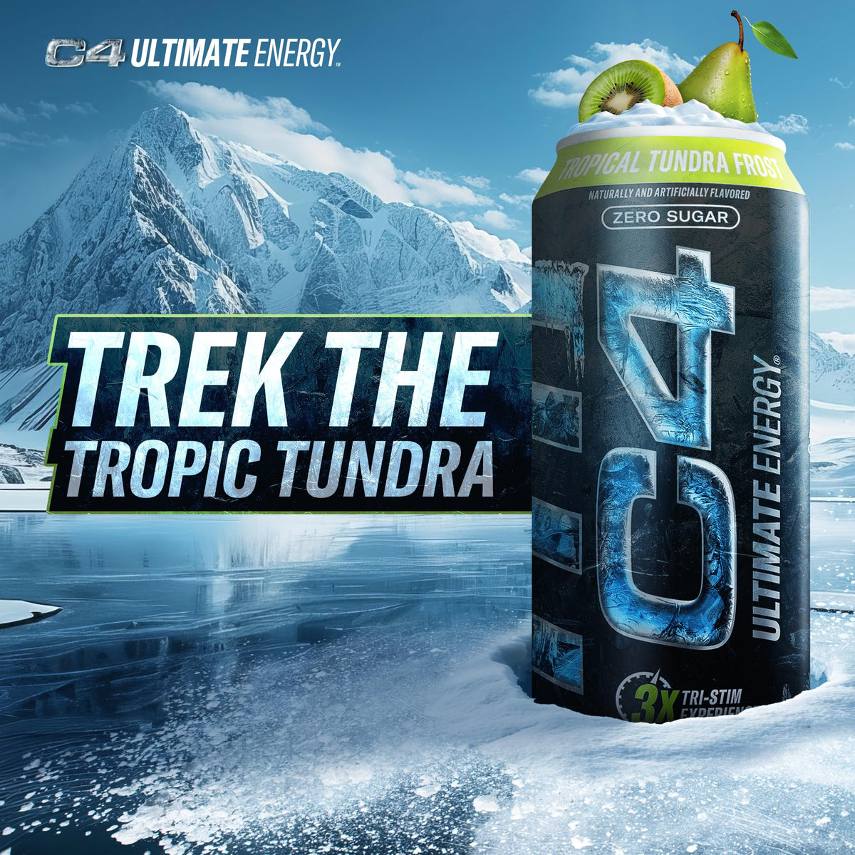 C4 Ultimate Frost Zero Sugar Energy Drink — Tri-Stim Power with 300mg Caffeine (12 x 16oz)