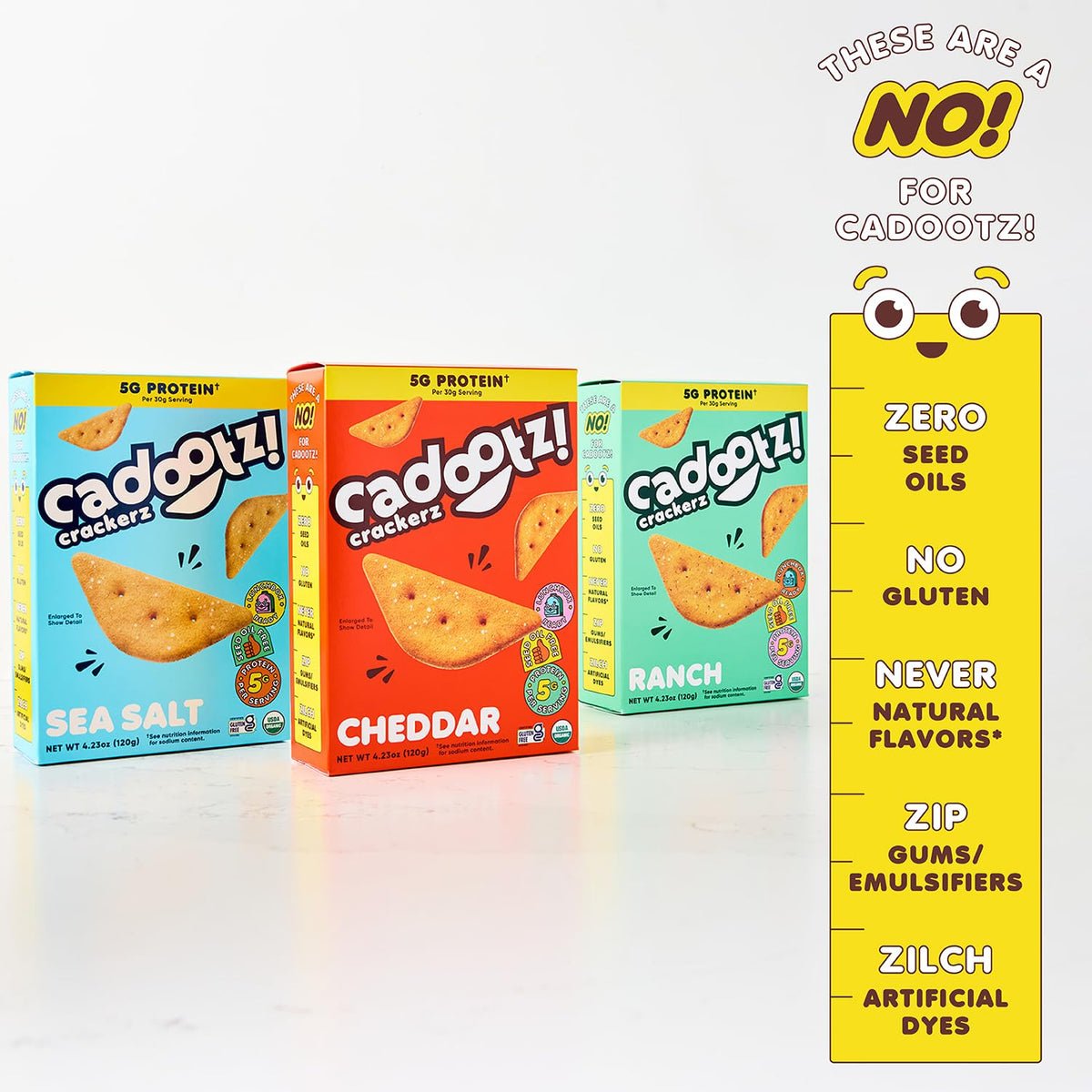 cadootz Variety Pack – Organic Protein Kids Snack (5g Protein) | Gluten Free, Kosher, No Seed Oils | 3 Pack