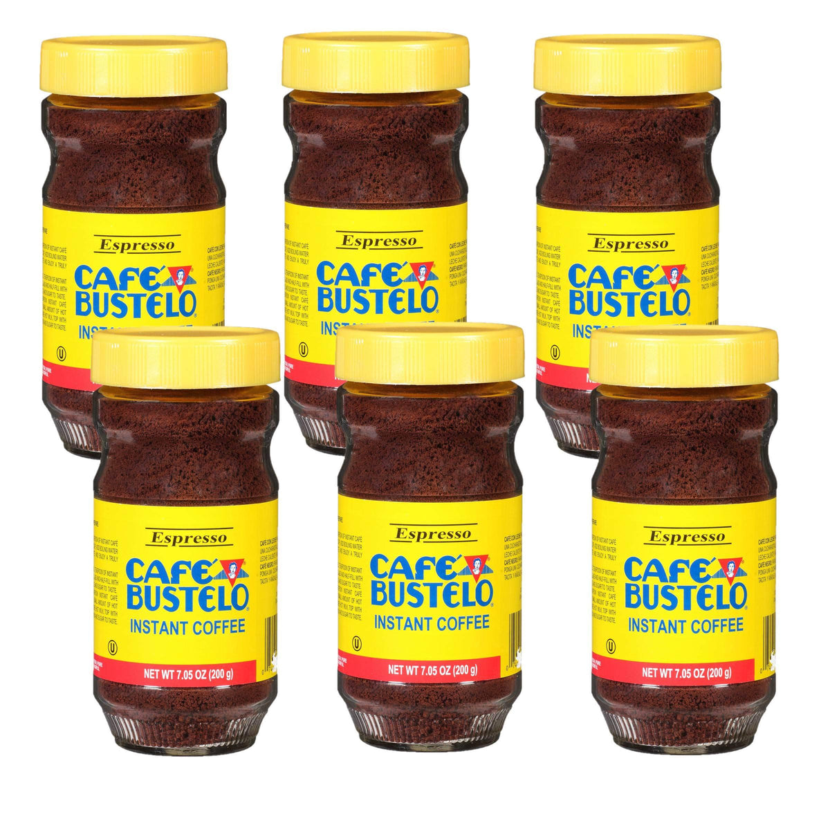 Cafe Bustelo Espresso Style Instant Coffee, 7.05 oz, Pack of 6 – Bold, Quick Espresso Flavor