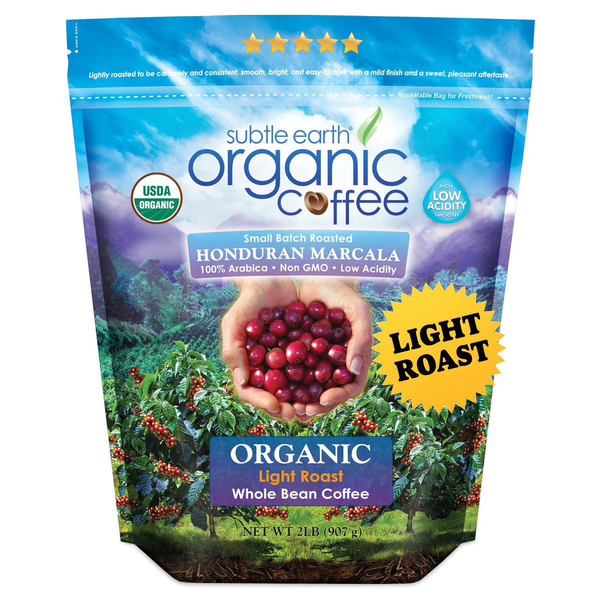 Cafe Don Pablo Subtle Earth Organic Coffee - Light Roast, 2 lb Whole Bean, 100% Arabica