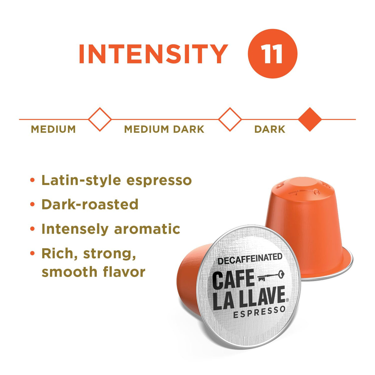 Cafe La Llave Decaf Latin-Style Espresso Pods — 40 Aluminum Capsules, Nespresso Original Line Compatible