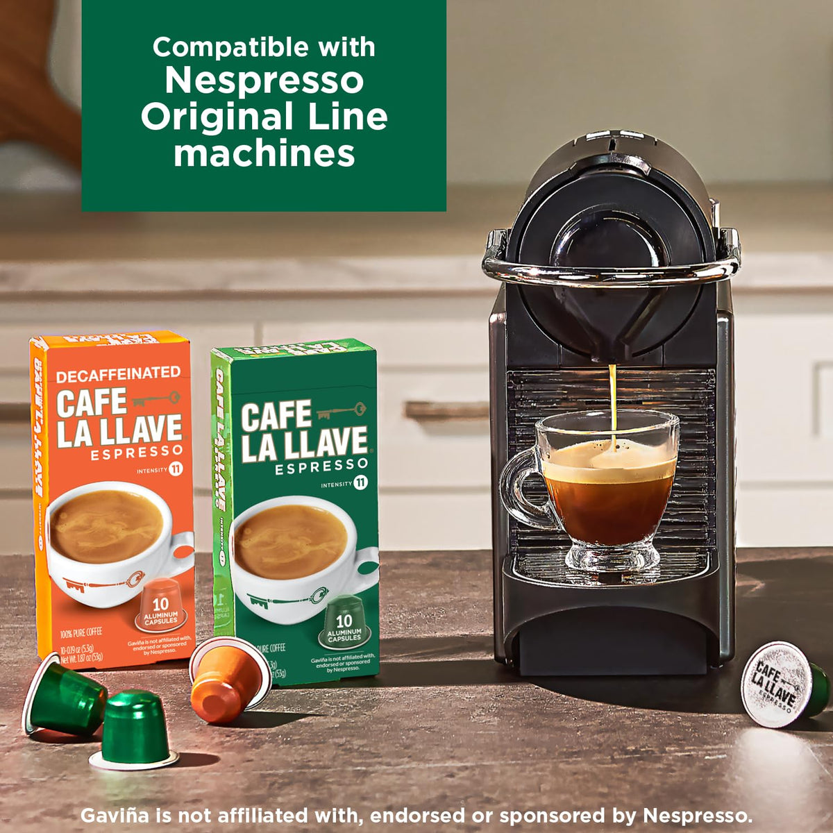 Cafe La Llave Latin Style Espresso Pods – Dark Roast, 40 Count, Nespresso Original Line Compatible