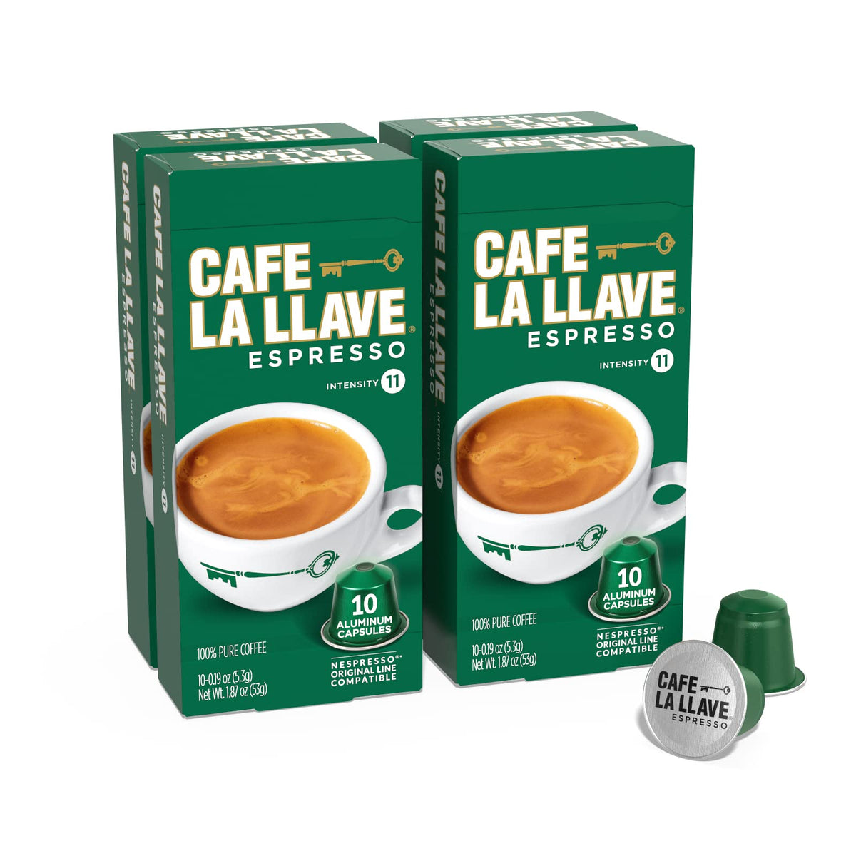 Cafe La Llave Latin Style Espresso Pods – Dark Roast, 40 Count, Nespresso Original Line Compatible