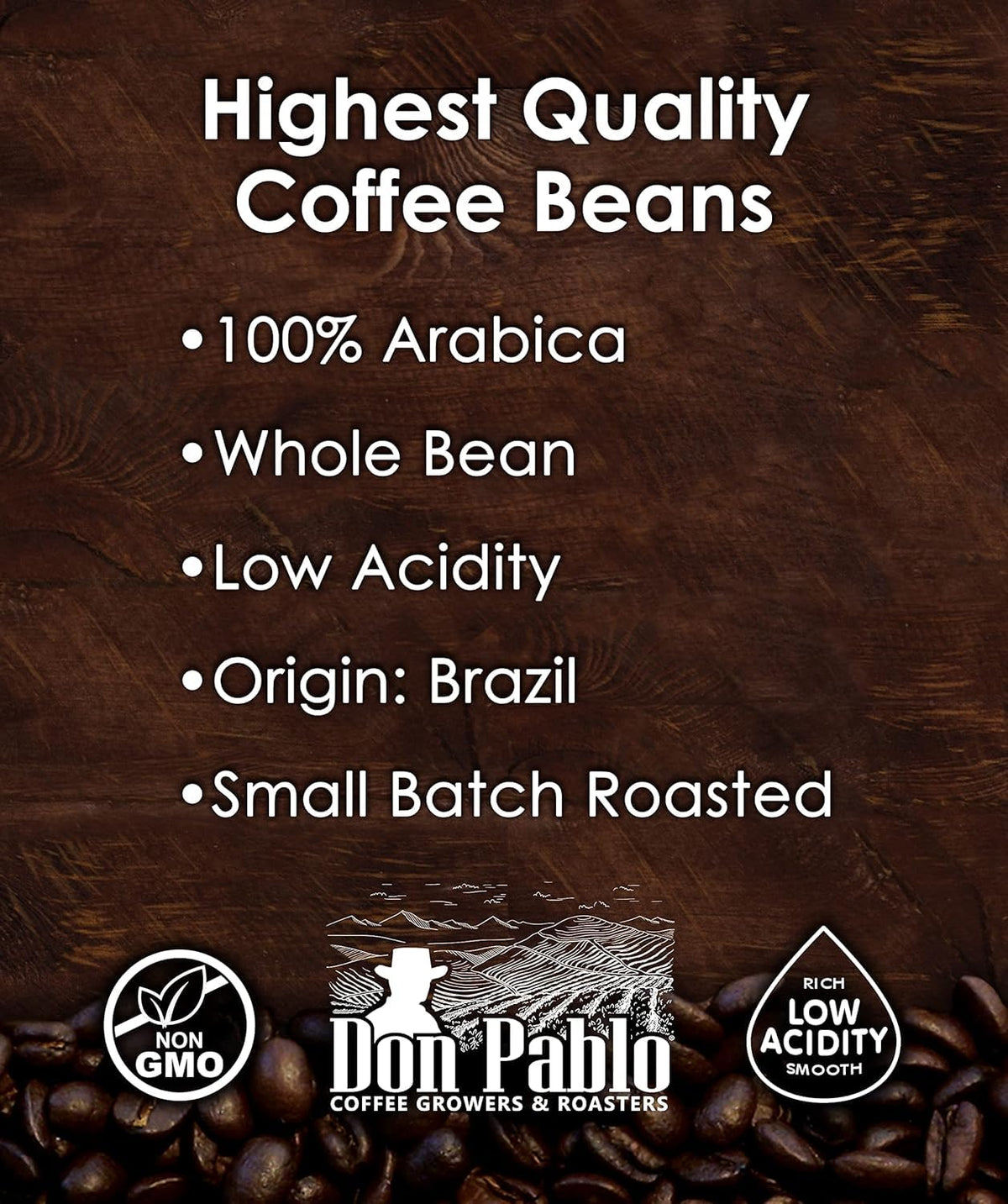 Cafe Don Pablo Brazil Cerrado — 5 lb Whole Bean Coffee, Medium Dark Roast, 100% Arabica