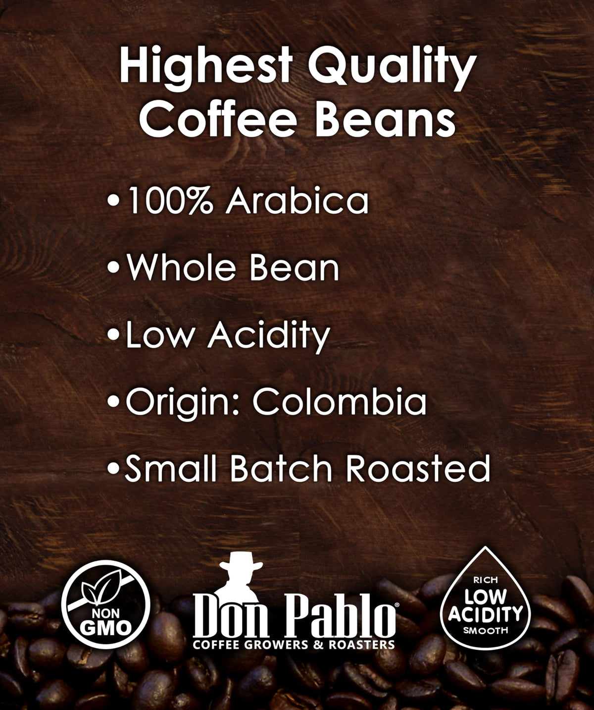 Cafe Don Pablo 5 lb Colombian Supremo Whole Bean Arabica Coffee – Medium-Dark Roast