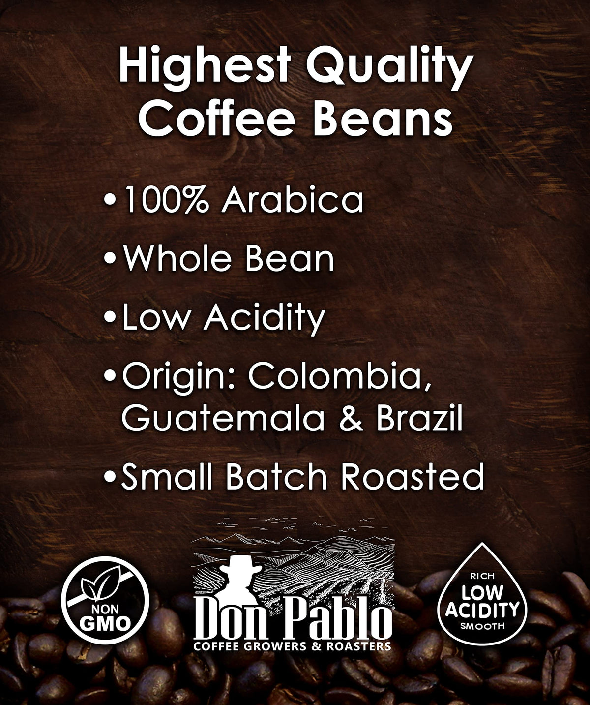 Cafe Don Pablo Signature Blend – Medium-Dark Roast, 100% Arabica, Low Acidity, 2 lb Whole Bean
