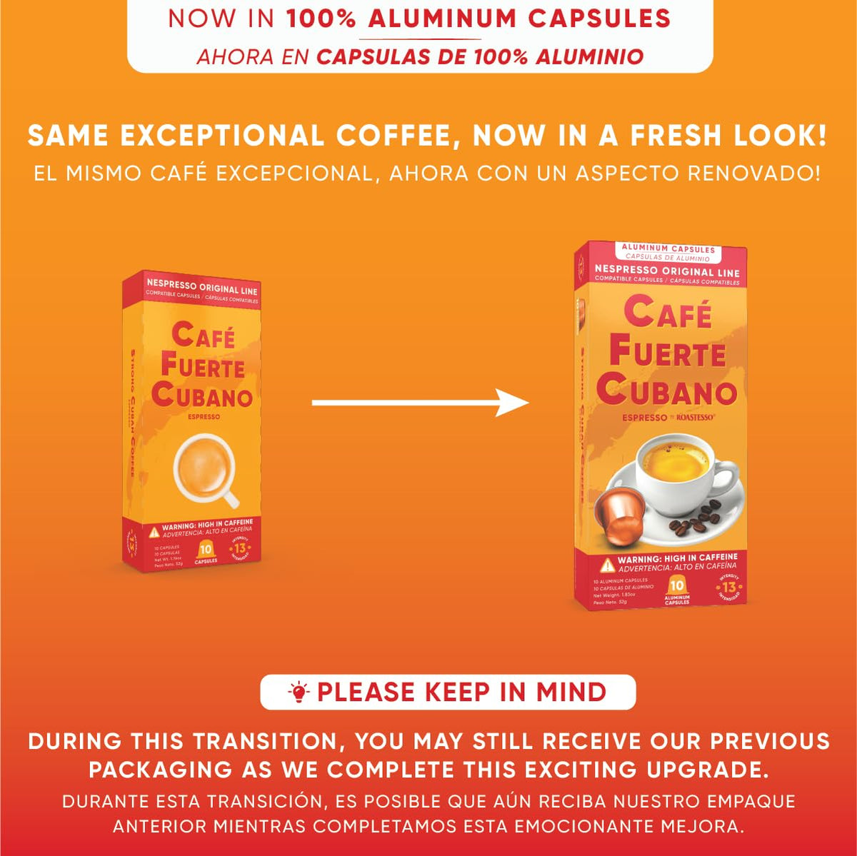 Café Fuerte Cubano Aluminum Espresso Capsules – Nespresso Original Compatible, Dark Roast