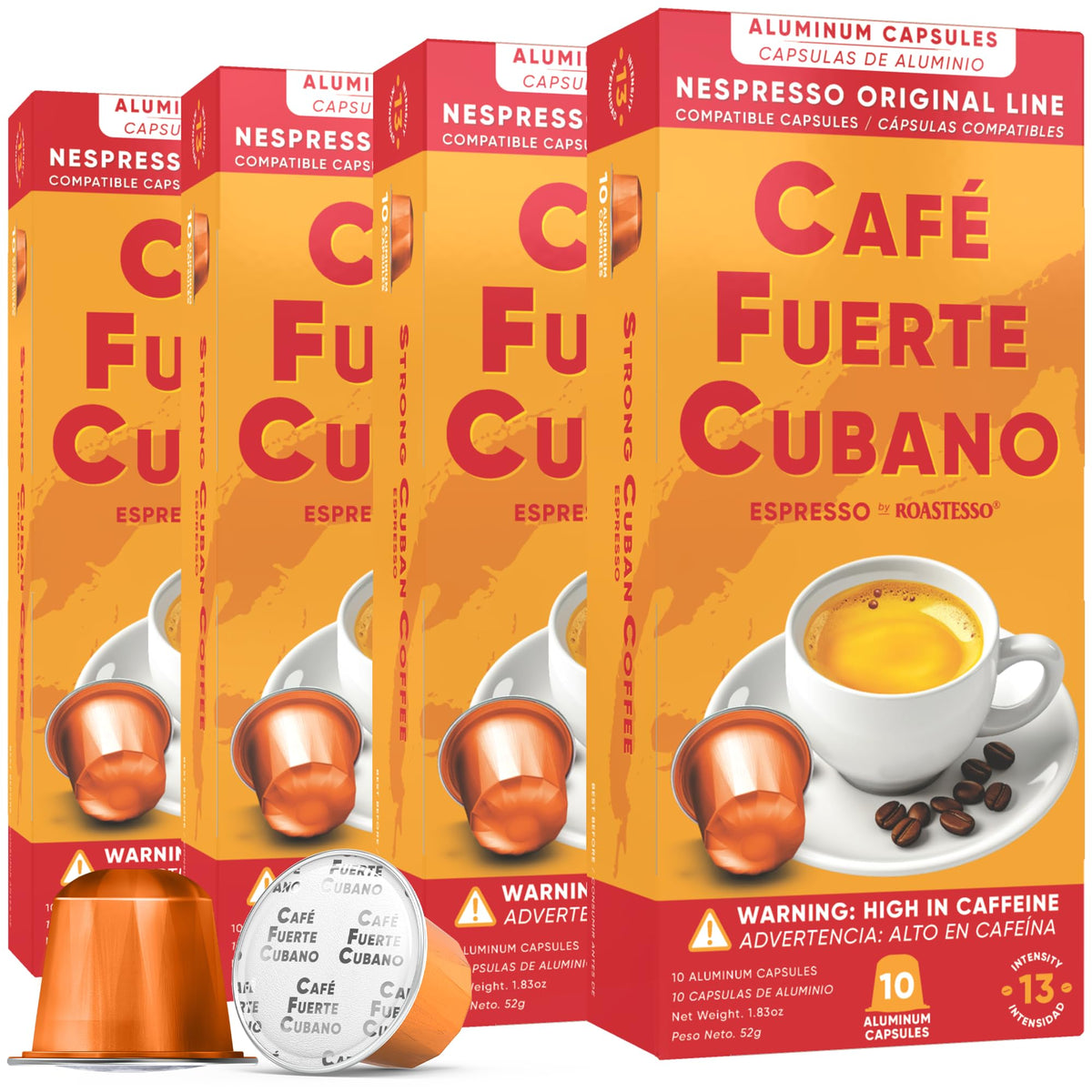 Café Fuerte Cubano Aluminum Espresso Capsules – Nespresso Original Compatible, Dark Roast