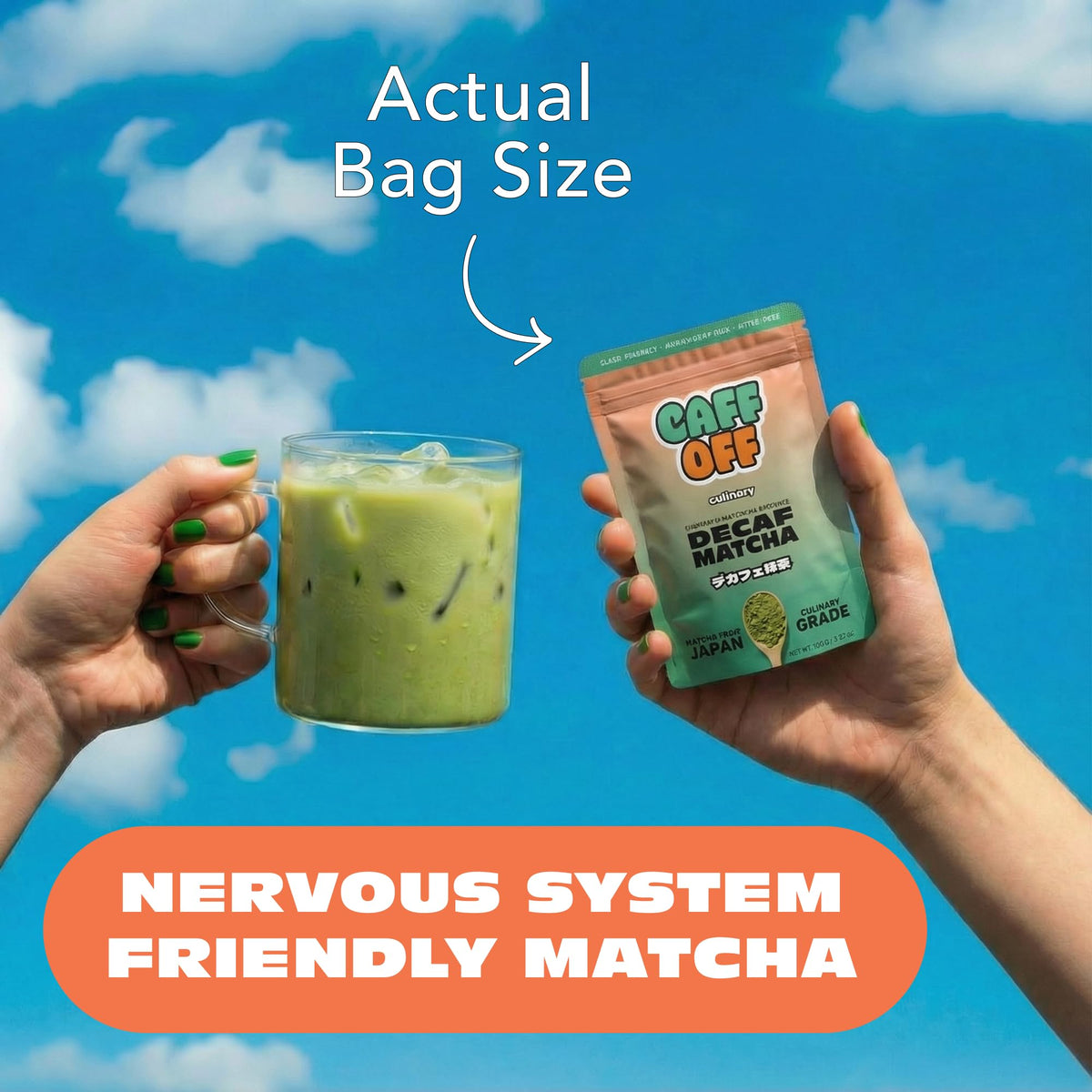 Caff Off Decaf Matcha – Naturally Decaffeinated Japanese Matcha, First Harvest, No Chemicals (1.06 oz / 30 g)
