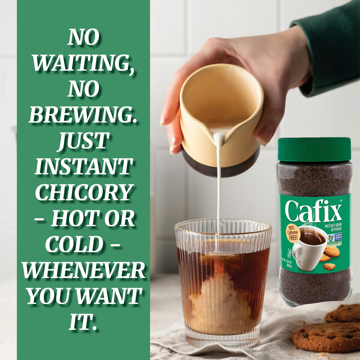 Cafix All Natural Instant Chicory Coffee Alternative – Zero Caffeine, Rich & Bold (7.05oz Jar, Pack of 2)
