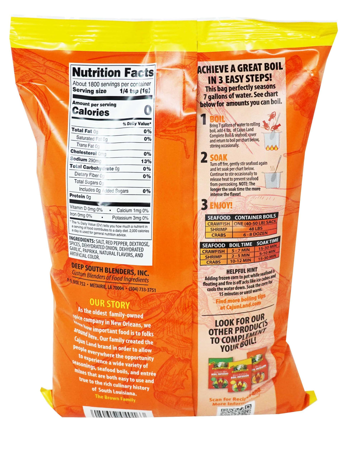 Cajun Land Crab Shrimp Crawfish Boil Complete 4 Lbs - 2 Pack | New Orleans Flavor