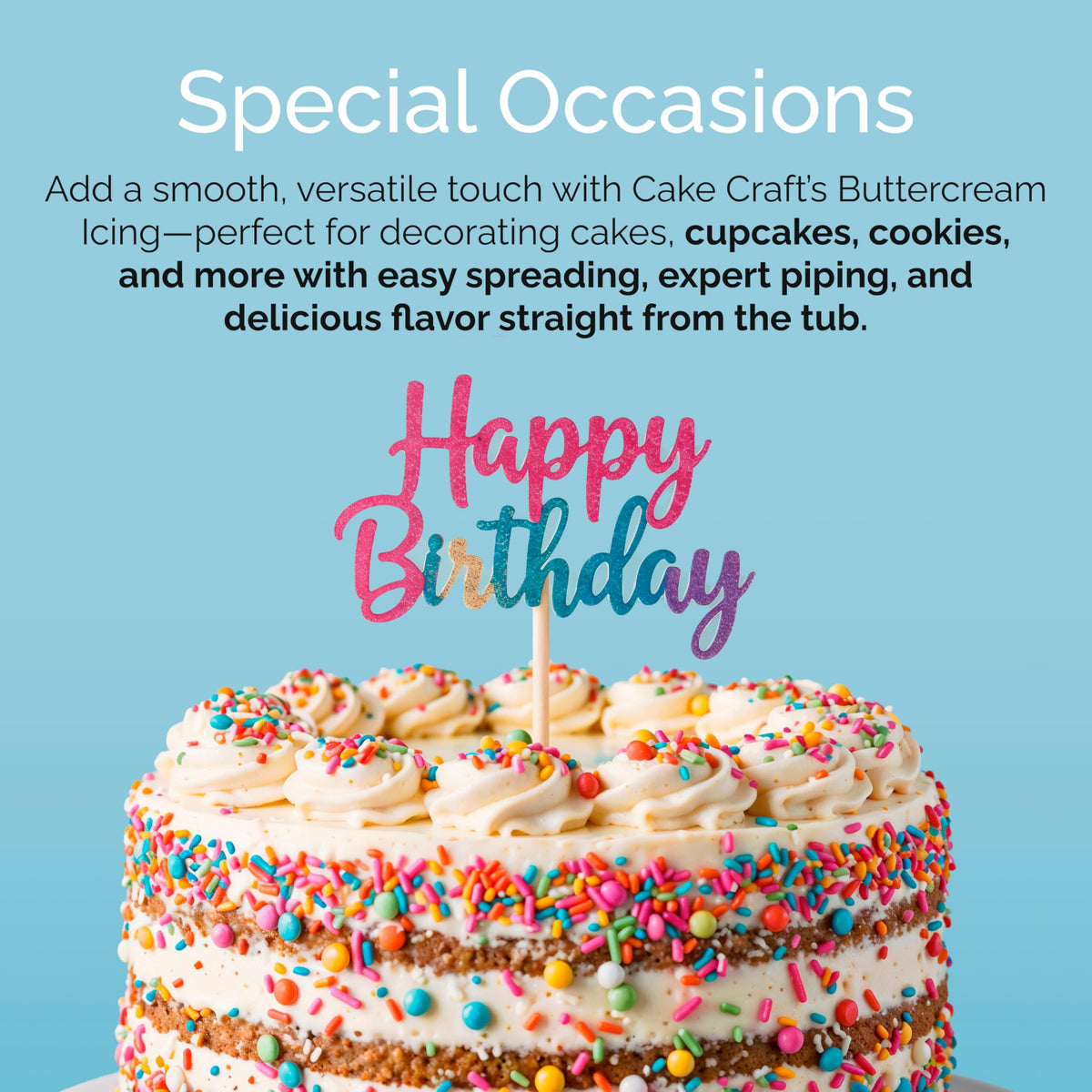 Cake Craft Buttercream Icing – 3.5 lb Tub | Ready-to-Use Vanilla Frosting for Cakes & More