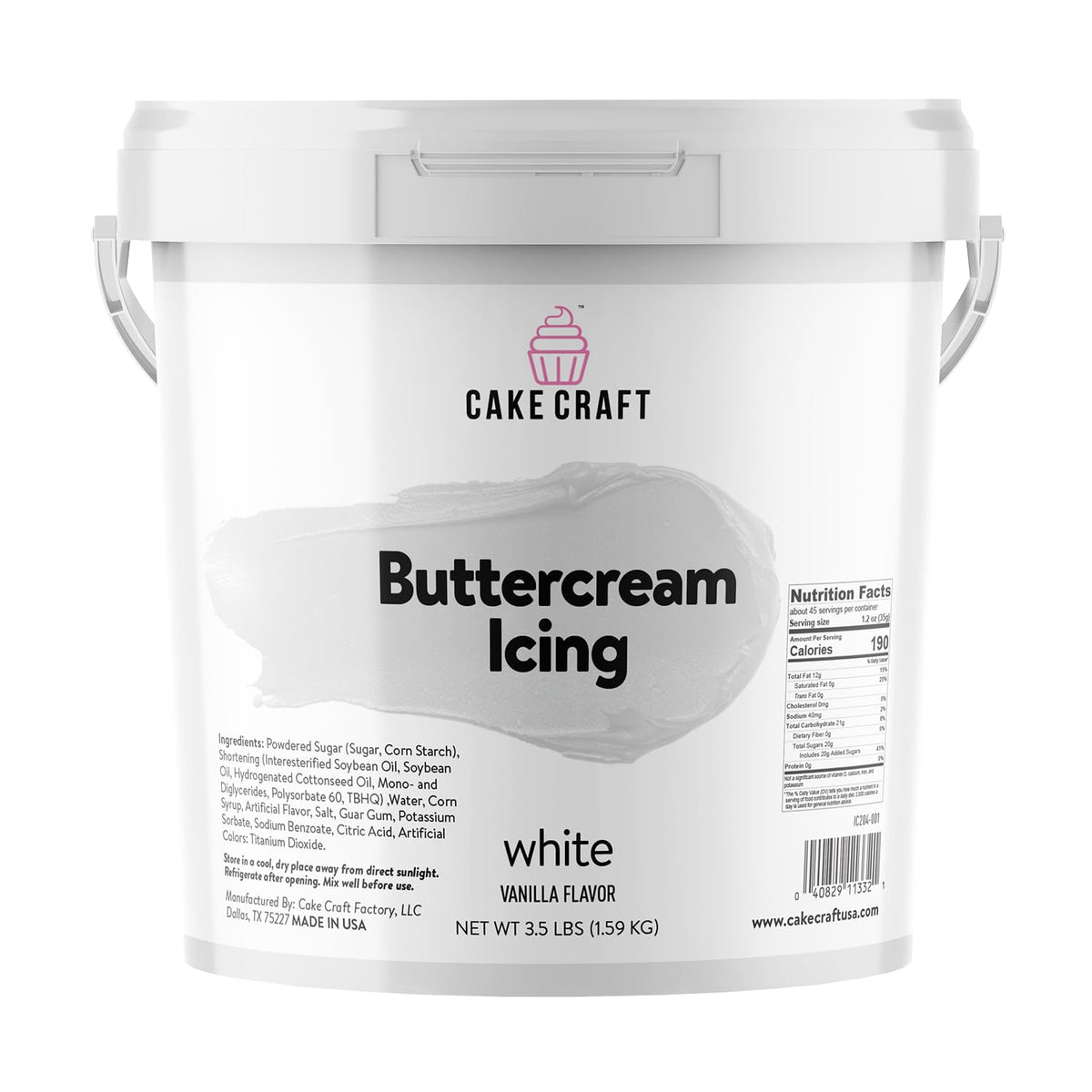 Cake Craft Buttercream Icing – 3.5 lb Tub | Ready-to-Use Vanilla Frosting for Cakes & More